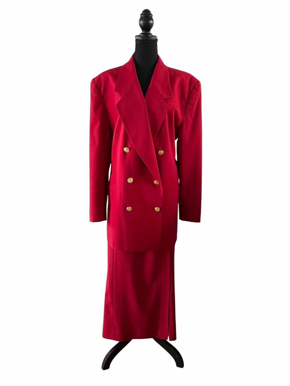 Laura Leigh Ltd Red 3pc Wool Skirt and Bermuda Short Pant Suit, VTG, Size 18W
